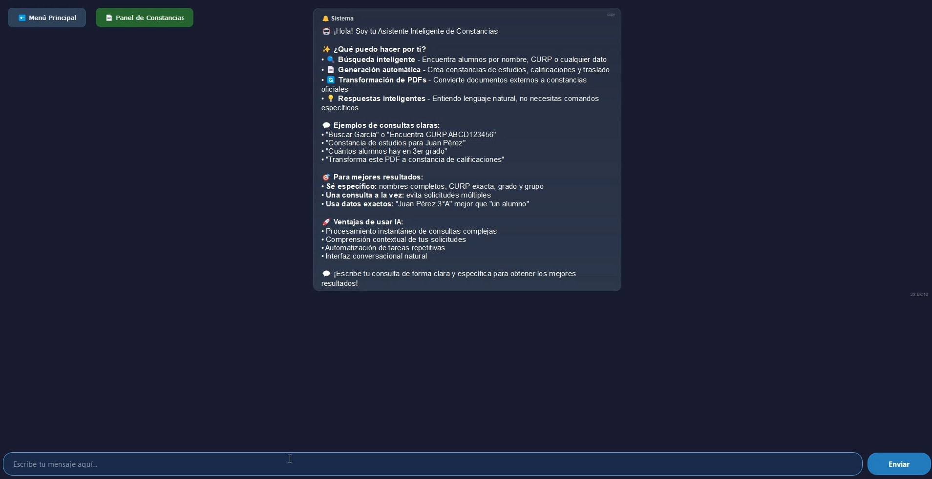 Sistema de Constancias Escolares - Interfaz Principal