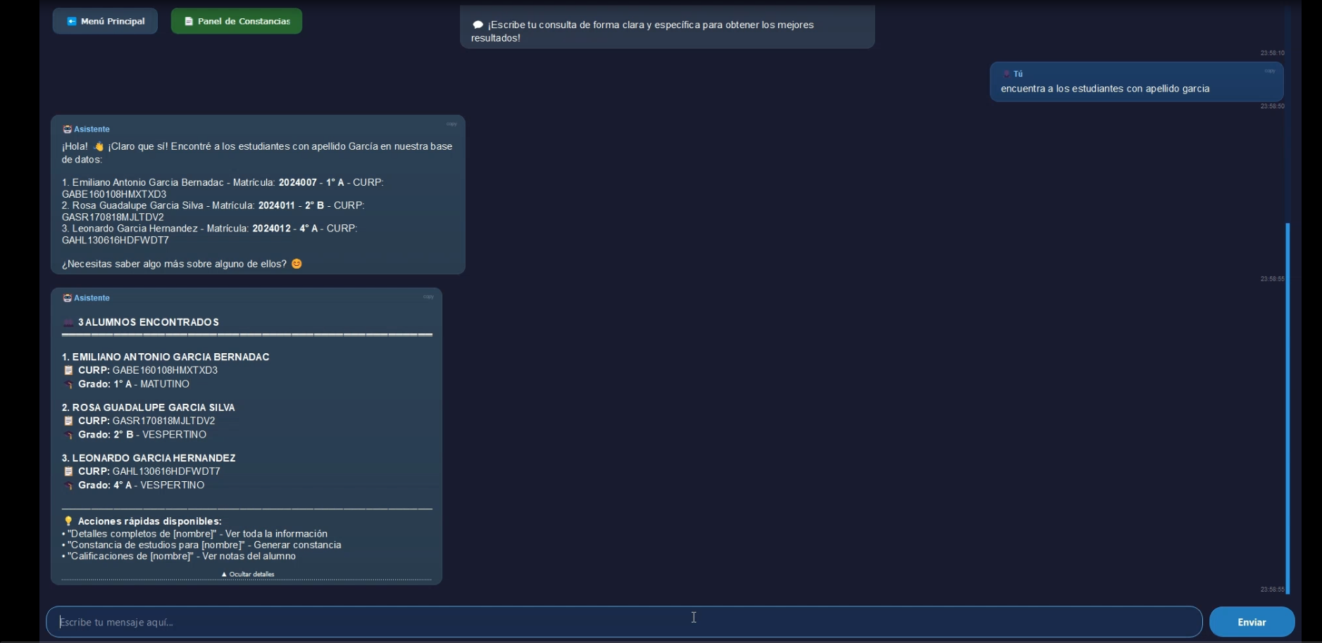 Sistema de Constancias Escolares - Chat IA