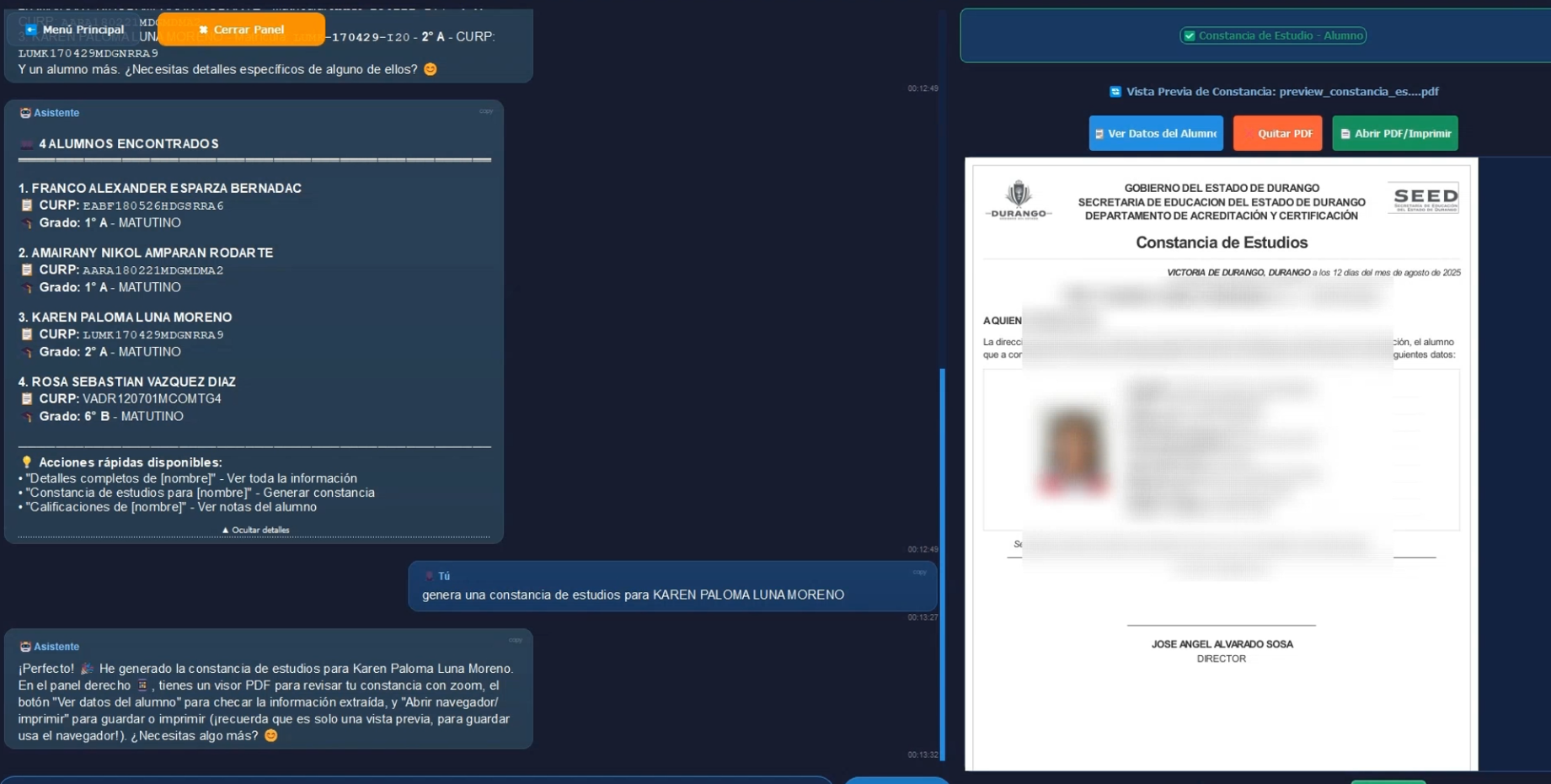 Sistema de Constancias Escolares - Gestión de Estudiantes