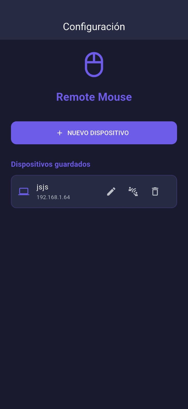 Remote Mouse - Interfaz Móvil Principal